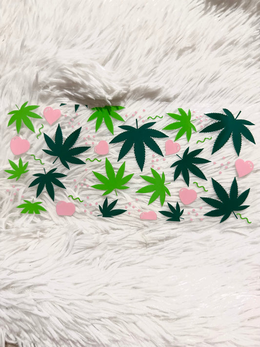 W179. Weed Trees and Hearts Tumbler Wrap