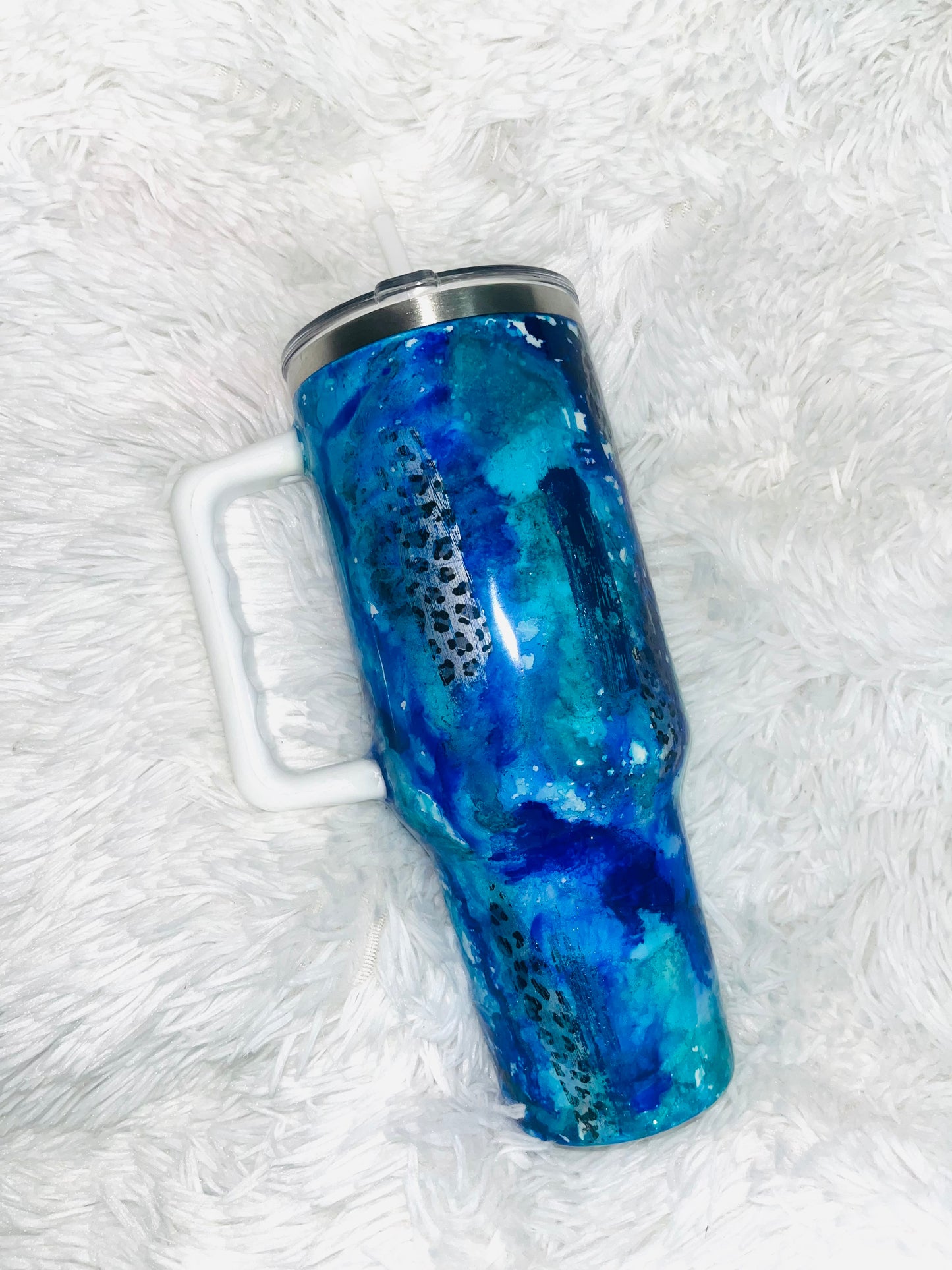 Water Wave Leopard 40oz. Stanley Style Tumbler