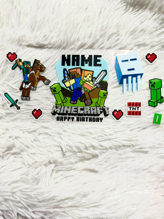 W131. Happy Birthday Minecraft Tumbler Wrap