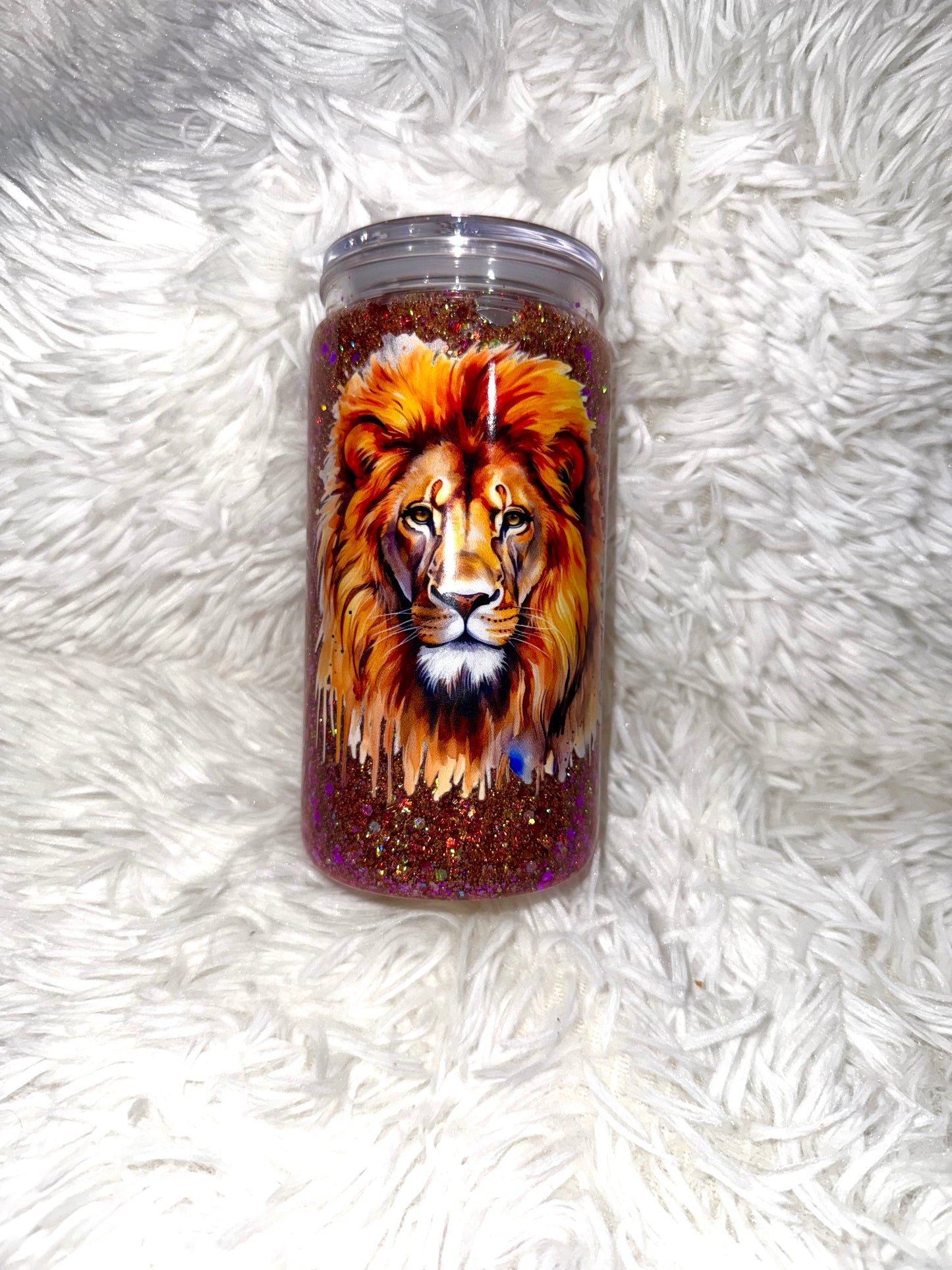 Lion Golden Snow Globe Tumbler 16oz.