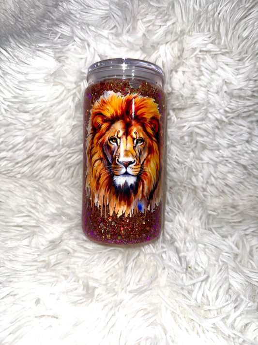 Lion Golden Snow Globe Tumbler 16oz.