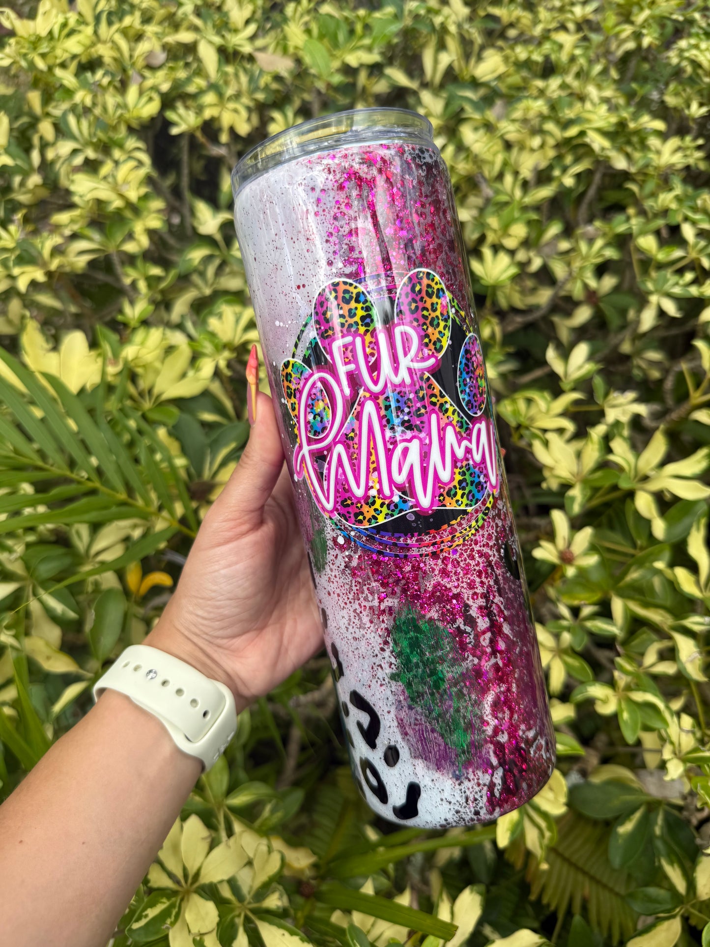 Fur Dog Leopard Lisa Frank Mama 30oz Stainless Steel Tumbler