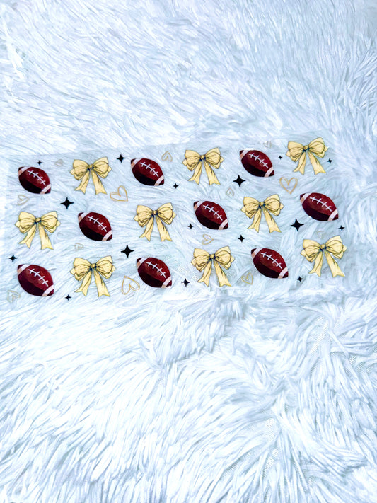 B187. Bow Football Heart Tumbler Wrap