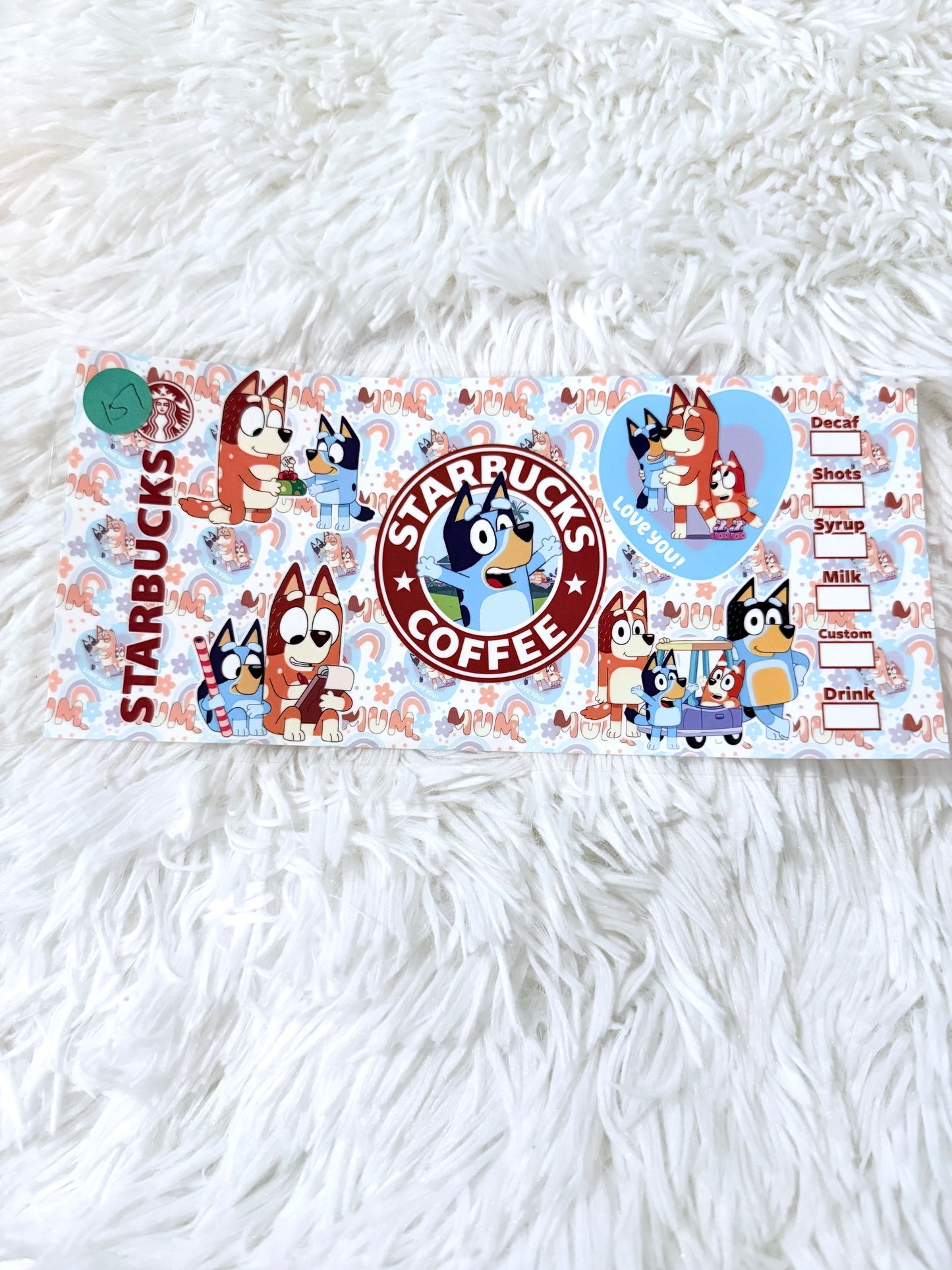 W157. Starbucks Bluey Coffee Tumbler Wrap