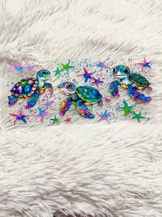 W94. Vibrant Colorful Turtles Tumbler Wrap