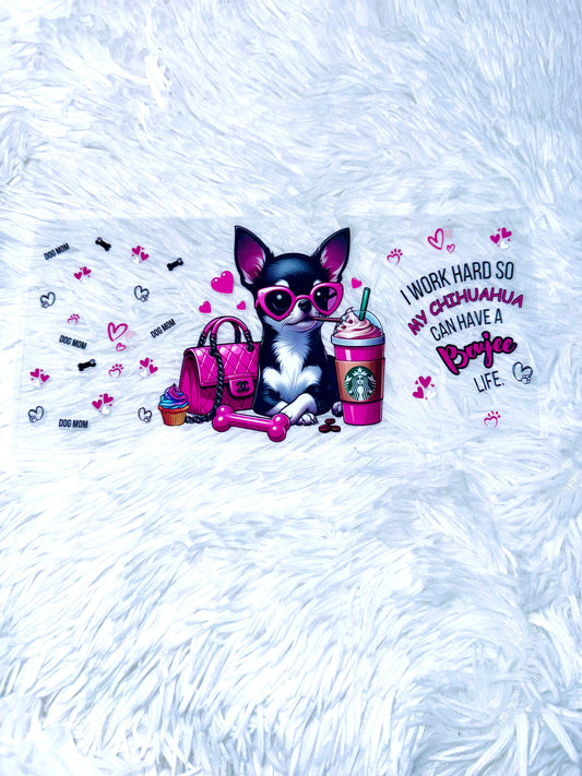 B200. Chihuahua Starbucks Pup Dog Tumbler Wrap
