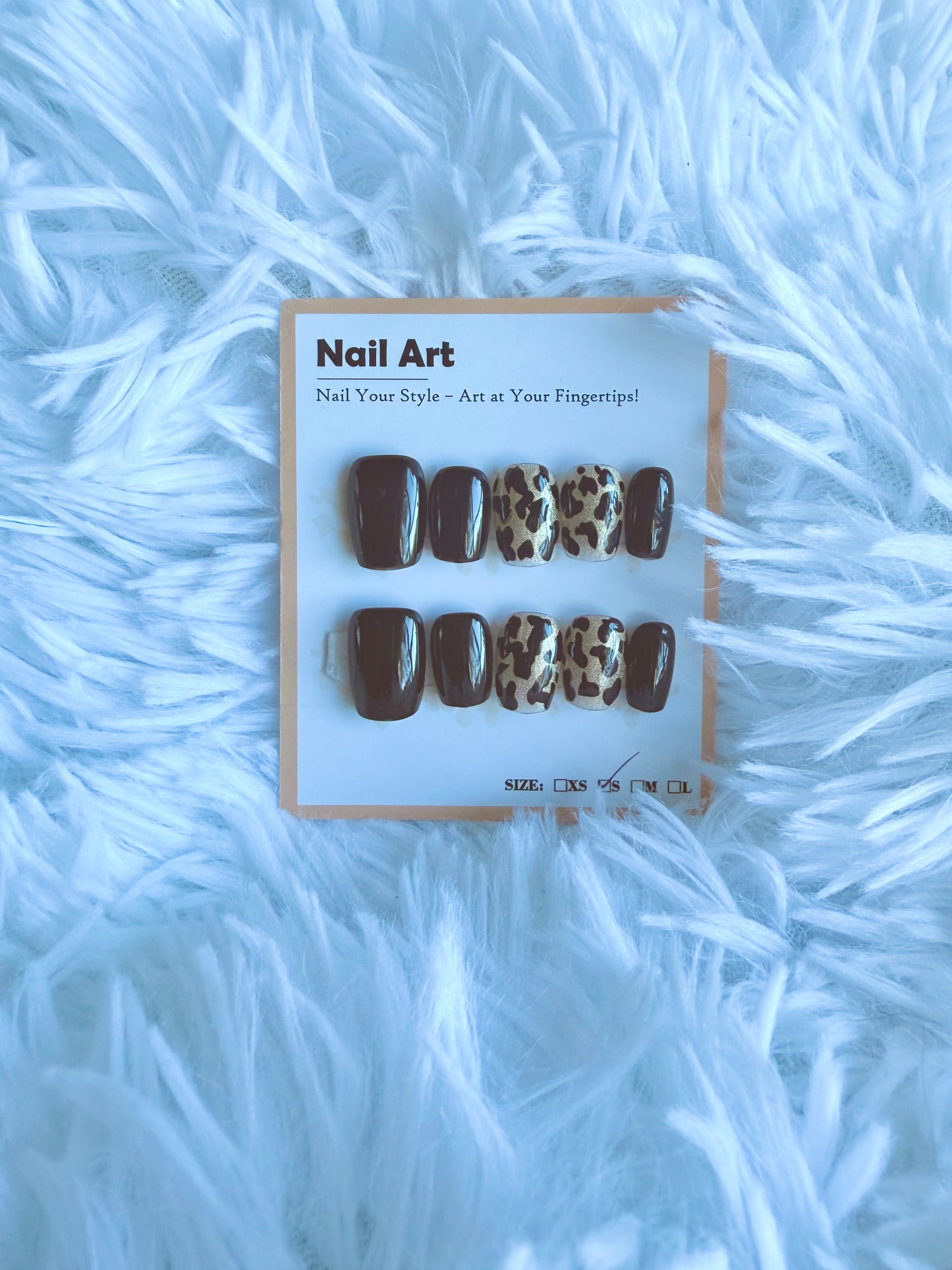 Black Leopard Print Coffin (Small) Acrylic Style Press On Nails