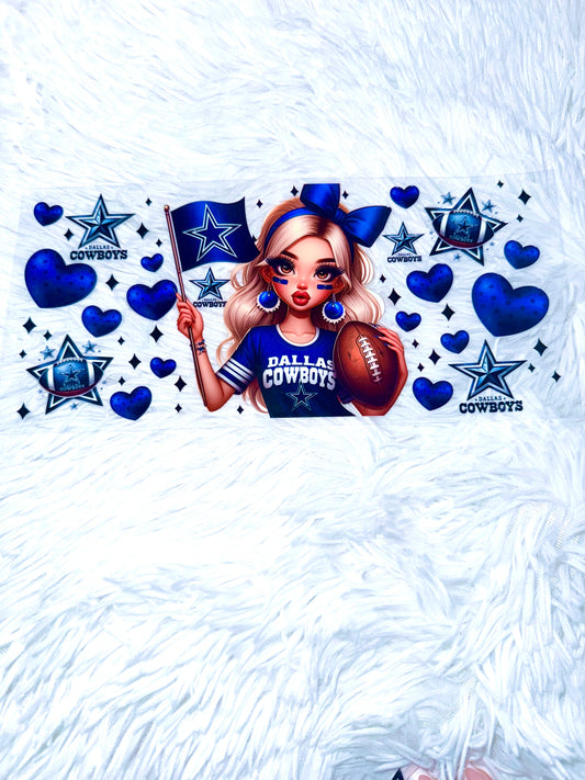 B195. Girl Fan Dallas Cowboys Football NFL Tumbler Wrap