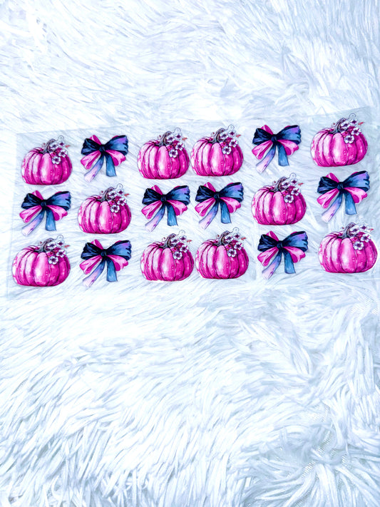 B196. Bow Pink Pumpkin Tumbler Wrap