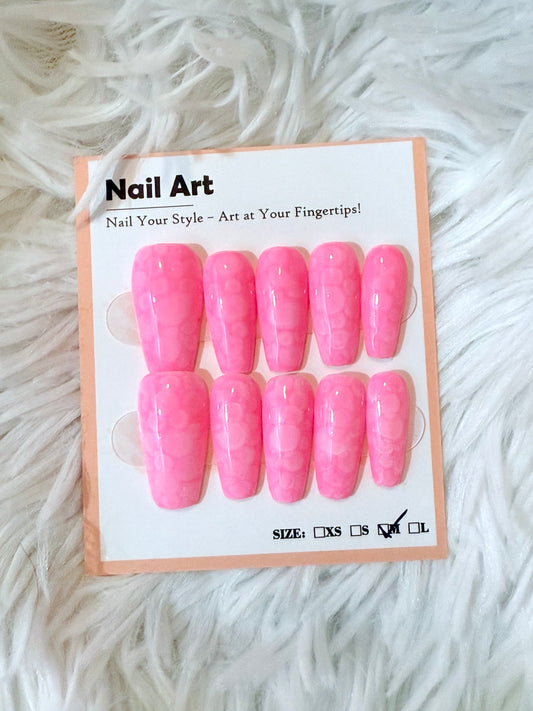 Bright Pink Watercolor Coffin (Medium) Acrylic Style Press On Nails