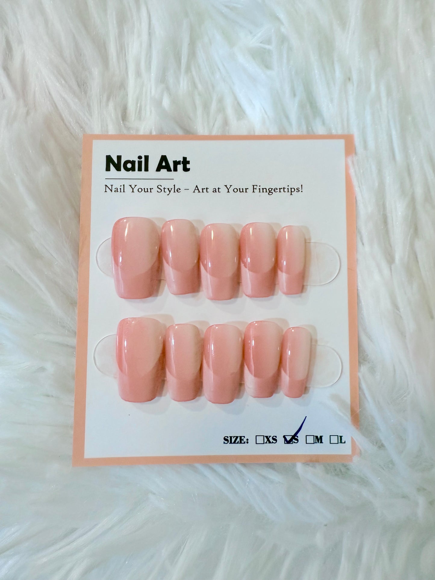 Peach Pink Tip Coffin (Small) Acrylic Style Press On Nails