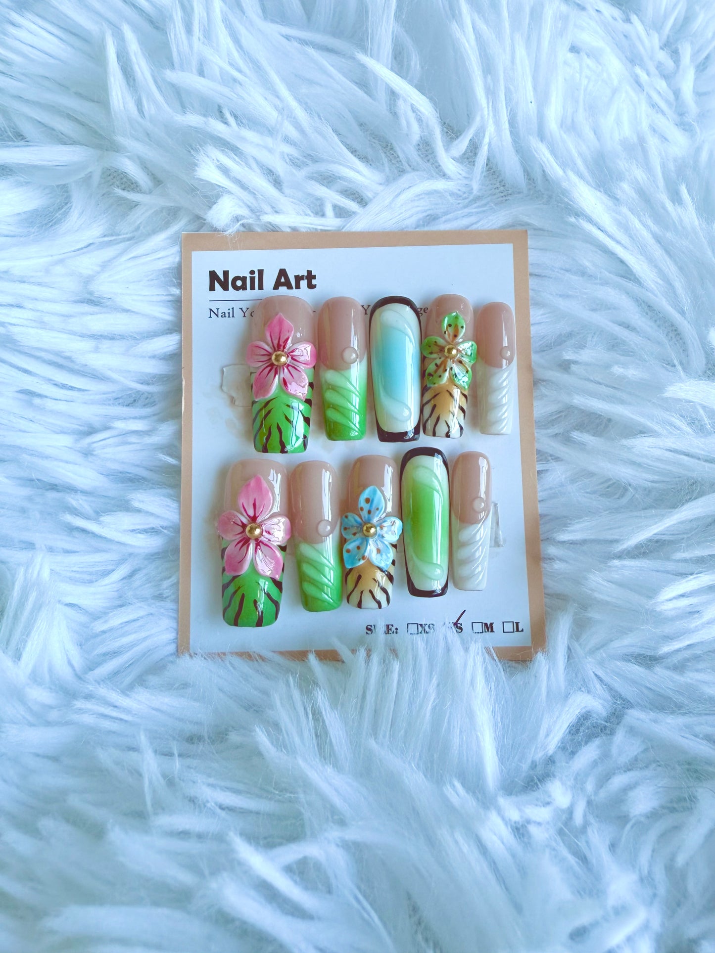 Tropical 3D Flowers (Small) Acrylic Style Press On Nails