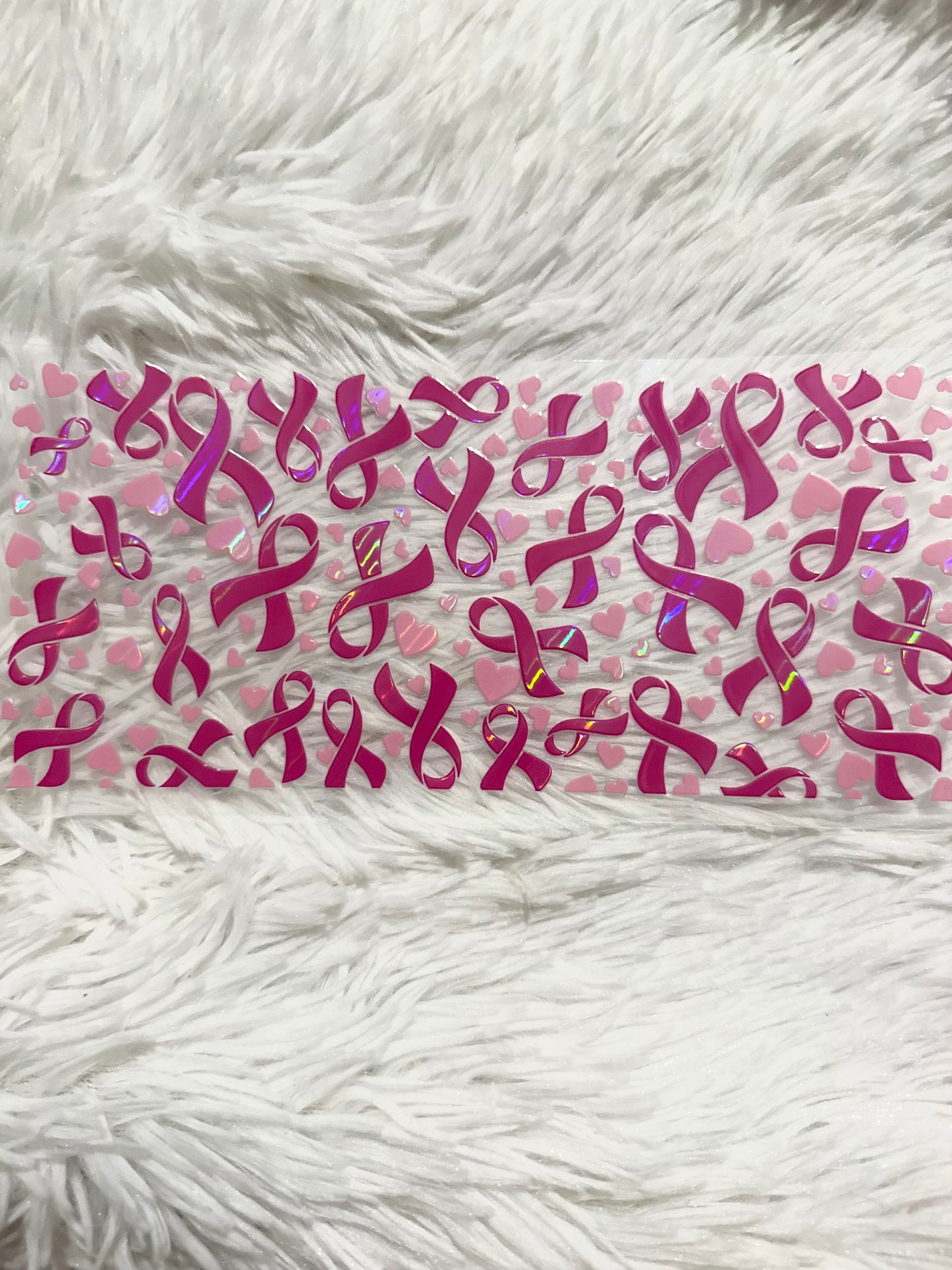 W190. Breast Cancer Ribbon Awareness Tumbler Wrap Holographic