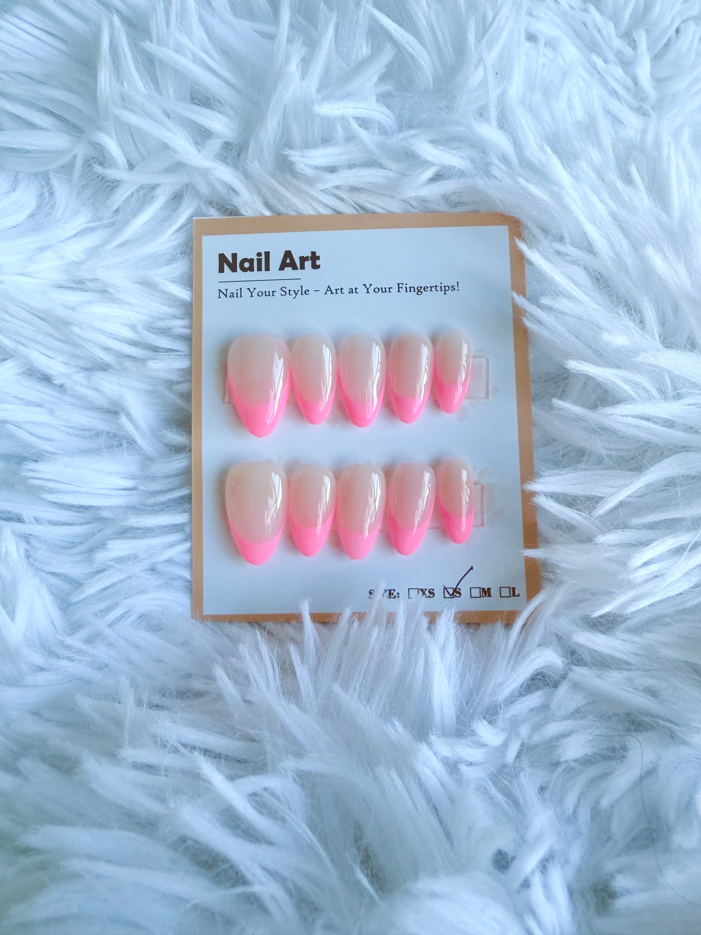 Pink Tip Almond Small Acrylic Style Press On Nails