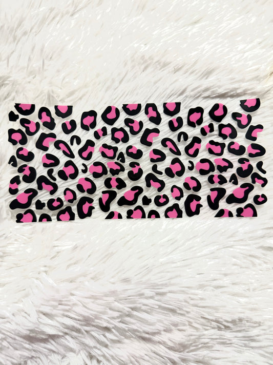 W104. Pink Black Leopard Print Tumbler Wrap