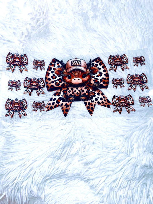 B223. Leopard Cow Bulls Bows Tumbler Wrap
