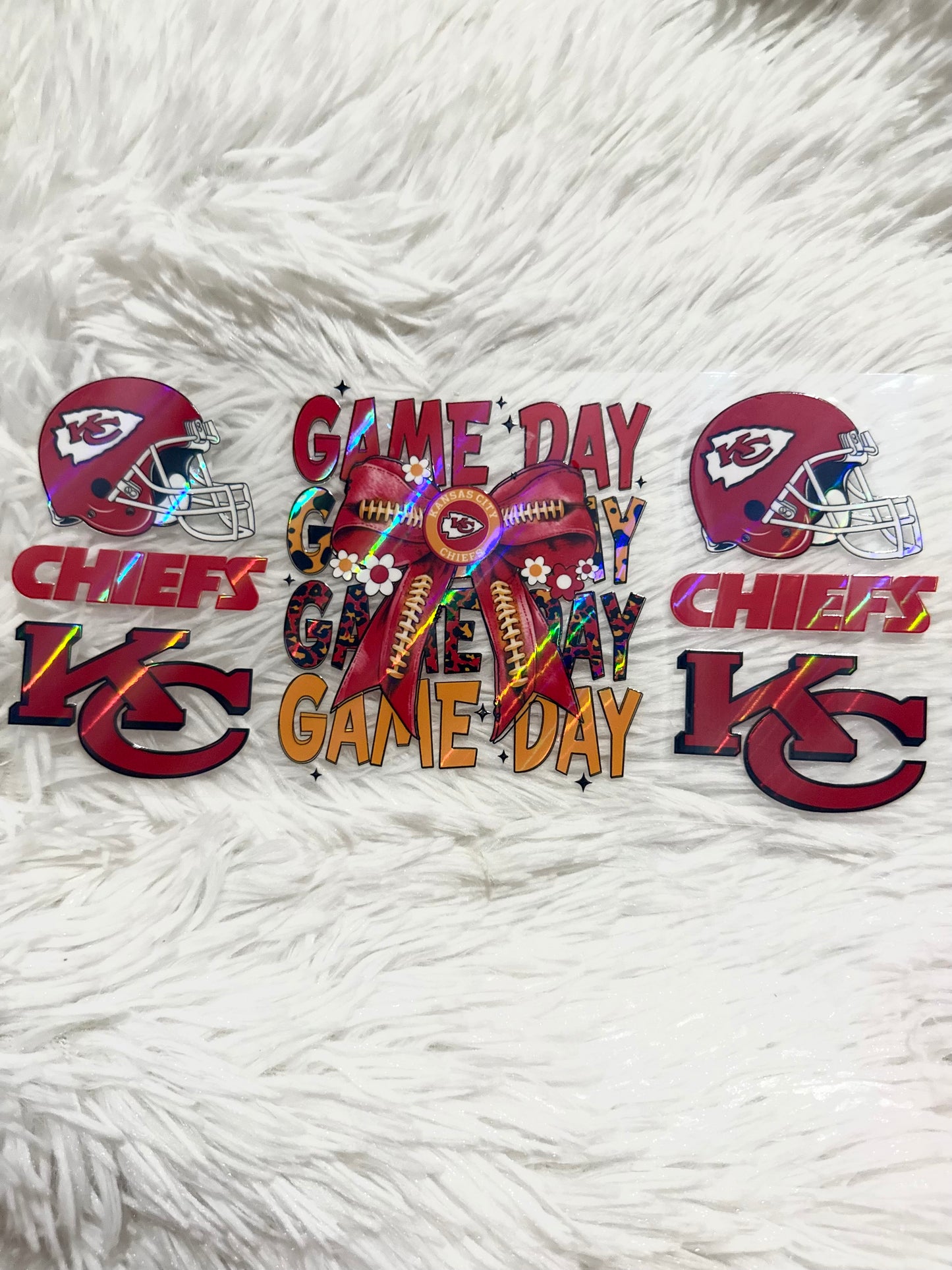 W189. Kansas Chiefs City Bow NFL Football Tumbler Wrap Holographic