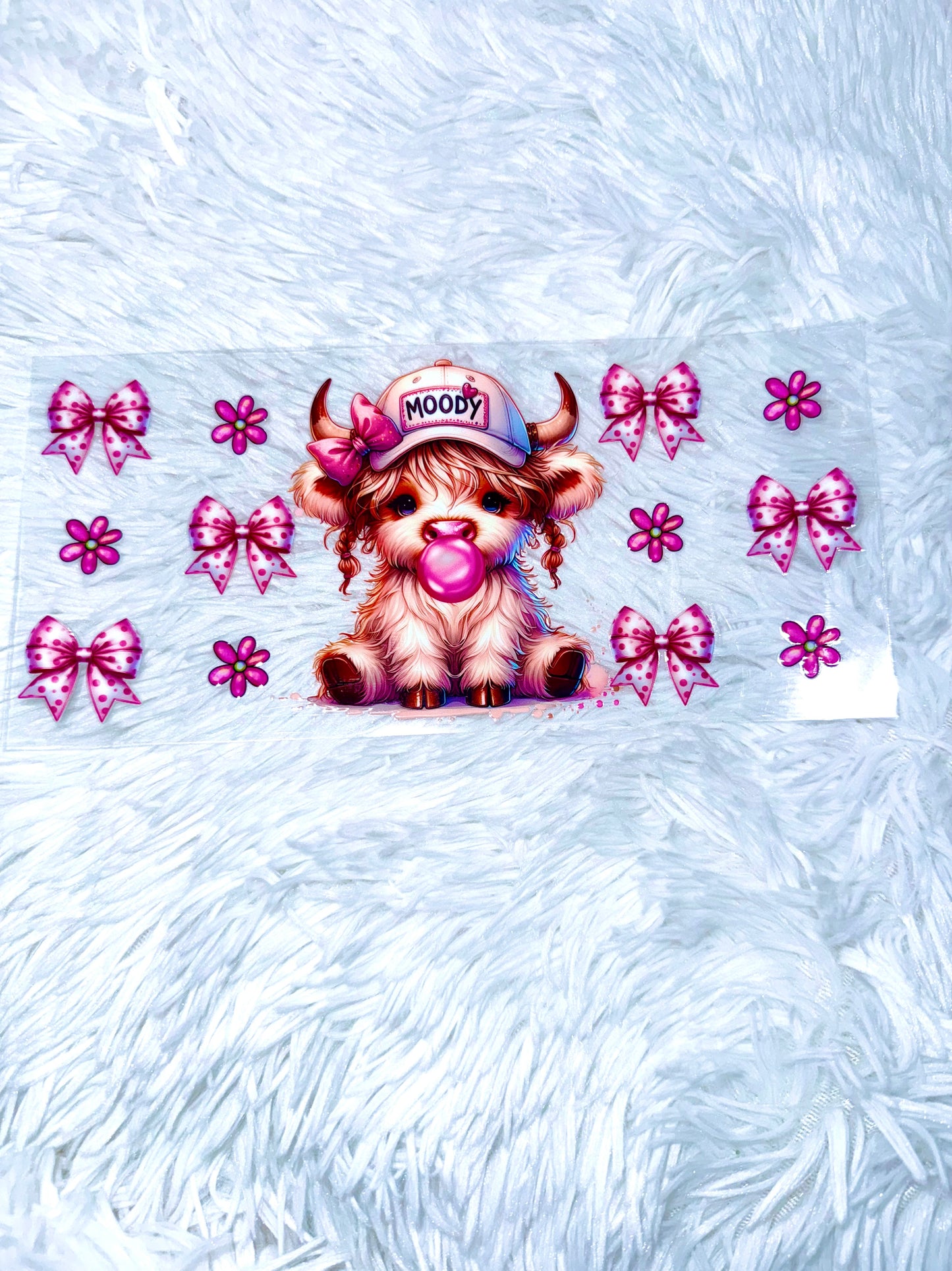 B198. Pink Bow Bull Cow Tumbler Wrap