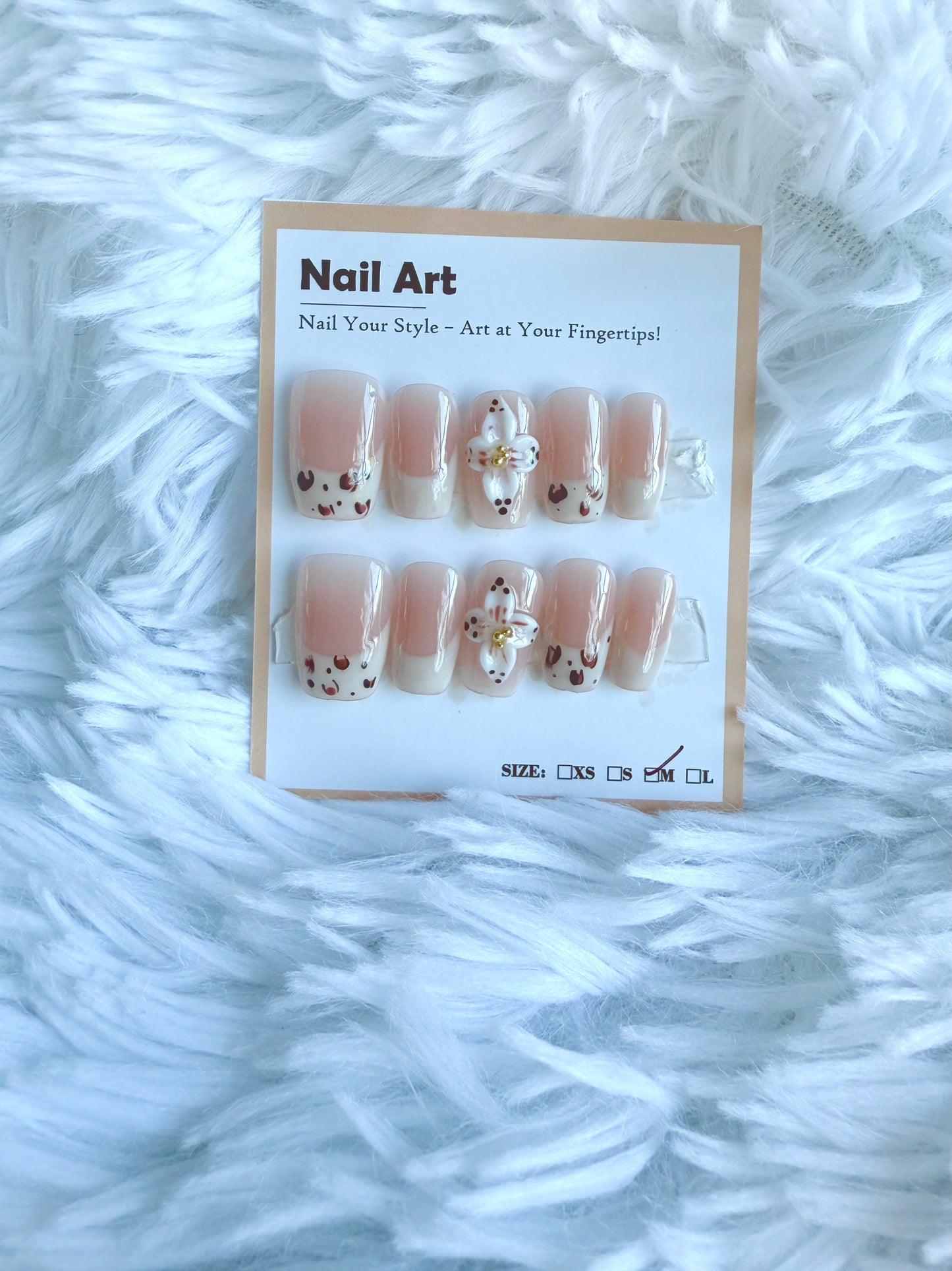 White Leopard Tip 3D White Rose Square (Medium) Acrylic Style Press On Nails