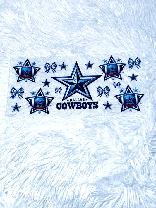 B193. Bow Ribbons Dallas Cowboys Football NFL Tumbler Wrap