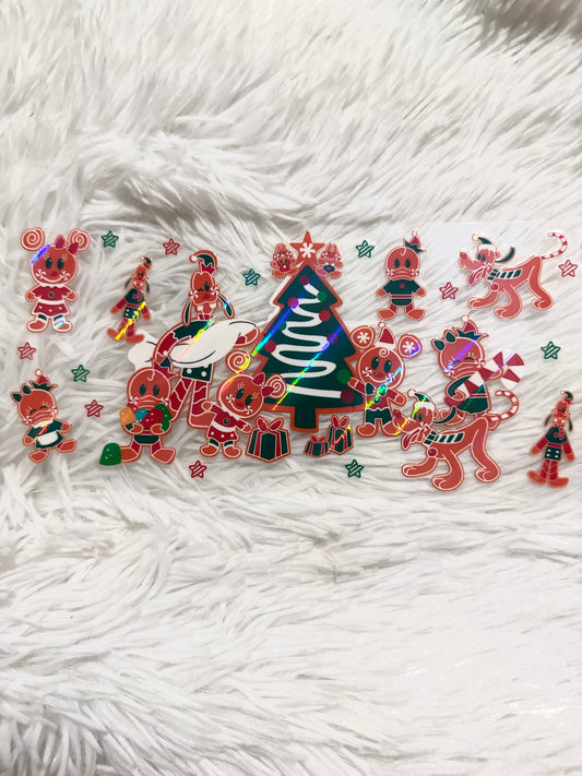 W188. Christmas Tree Disney Mickey Minnie Tumbler Wrap Holographic