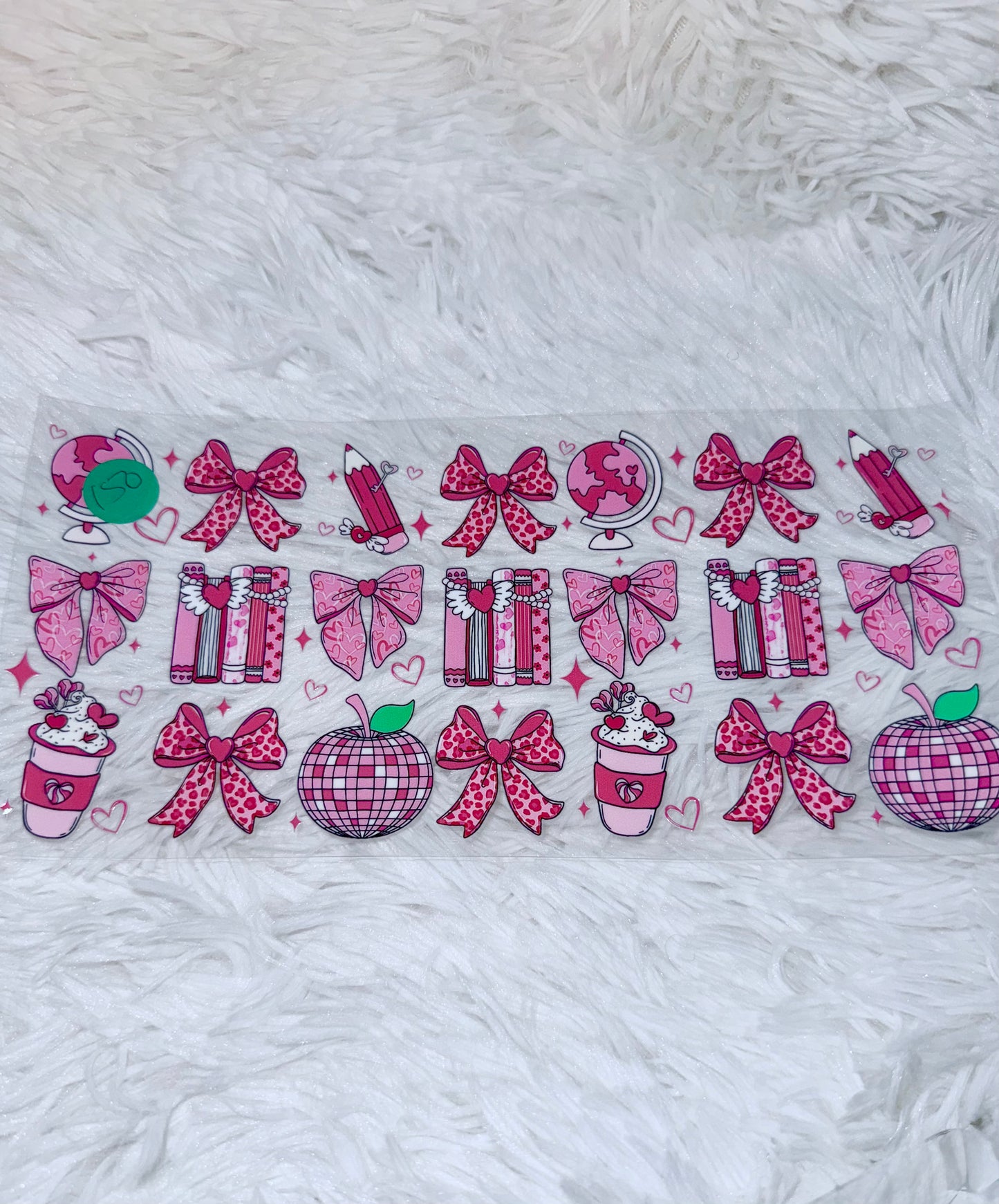 B150. Pink Bow Pencil Teacher Coffee