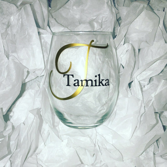 Custom Fancy Stemless Glass Wine Glasses Personalize It By Belle 