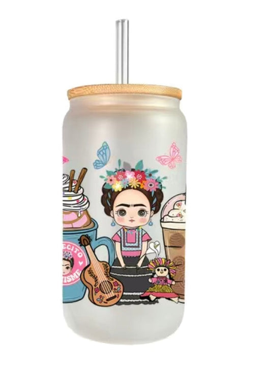 Frida Cafecito Libby Glass Can Beer Mug Glass Personalize It By Belle 
