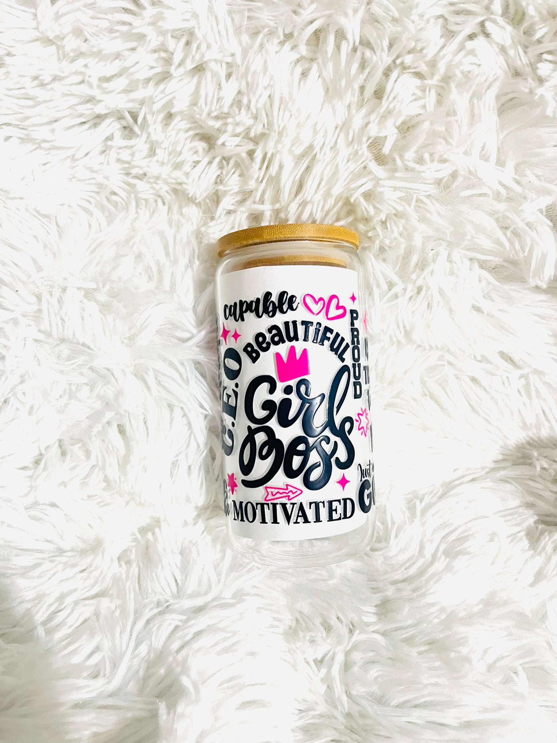 Girl Boss Glass Can Cup Personalize It By Bel 