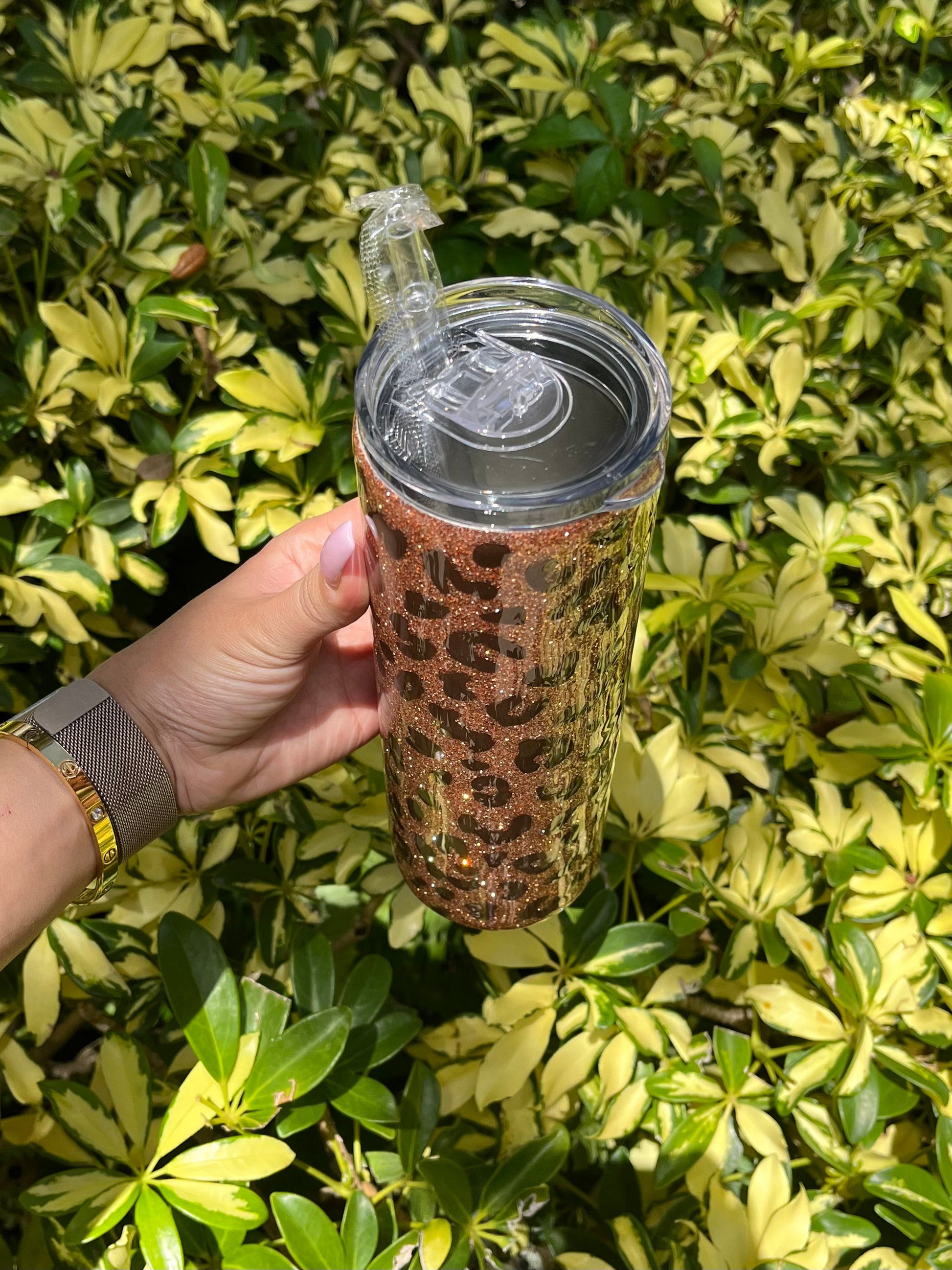Glittered Leopard Tumbler Stainless Steel Tumbler Personalize It By Belle 