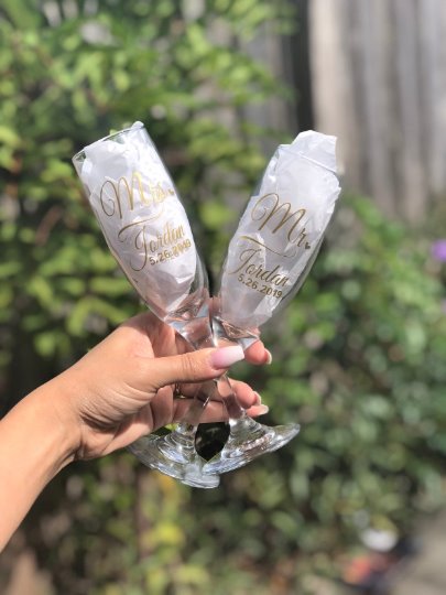 His & Hers Flute Set Wine Glasses Personalize It By Belle 