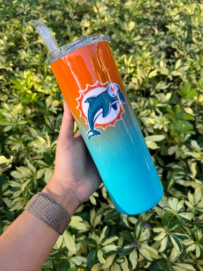 Miami Dolphins Tumbler Stainless Steel Tumbler Personalize It By Belle 20 oz. 