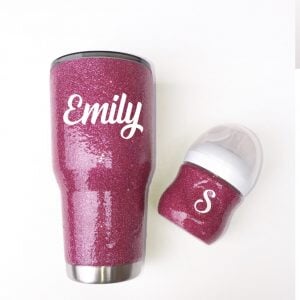 Mommy & Me Collection: Tumbler & Bottle Set Stainless Steel Tumbler Personalize It By Belle 