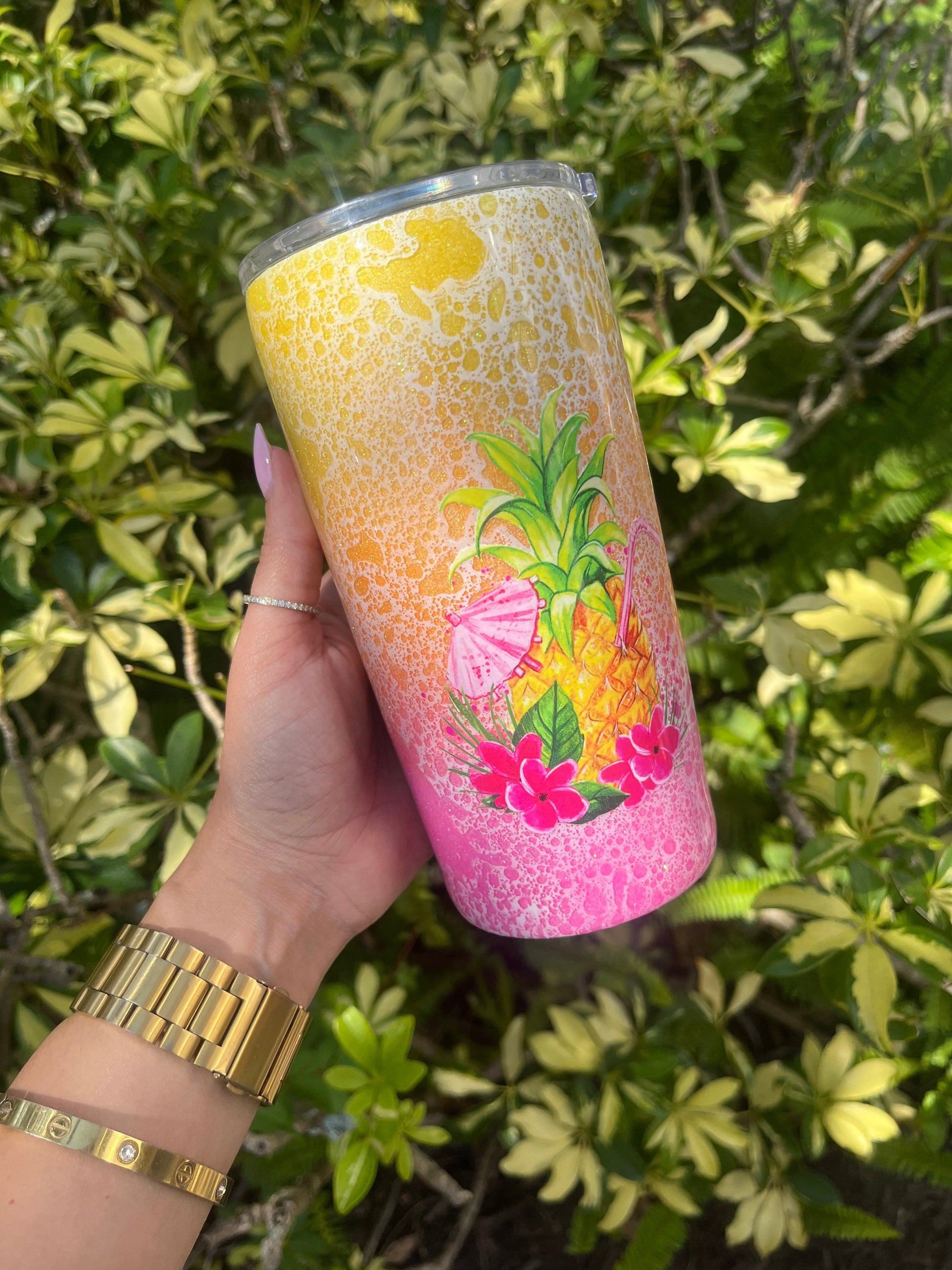 Pineapple Summer Splash Tumbler Stainless Steel Tumbler Personalize It By Belle 