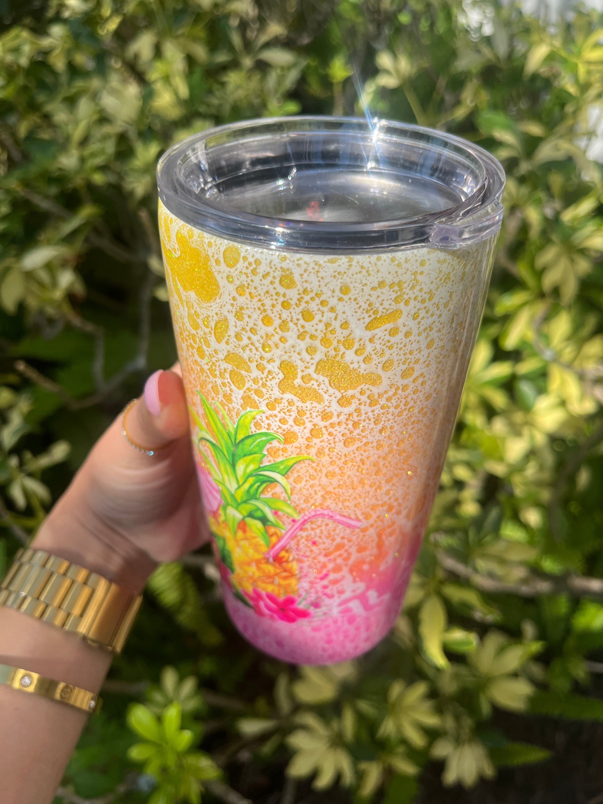 Pineapple Summer Splash Tumbler Stainless Steel Tumbler Personalize It By Belle 