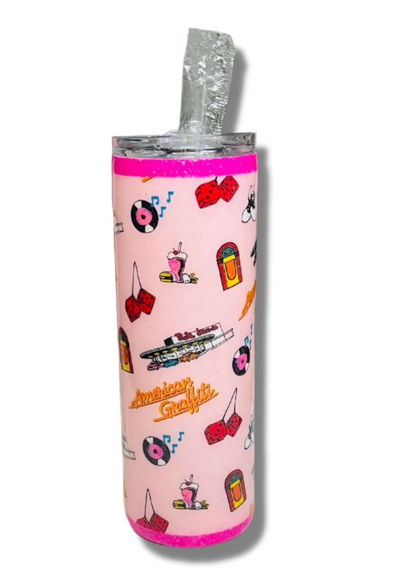 Retro Pink Tumbler Tumblers Personalize It By Belle, LLC 