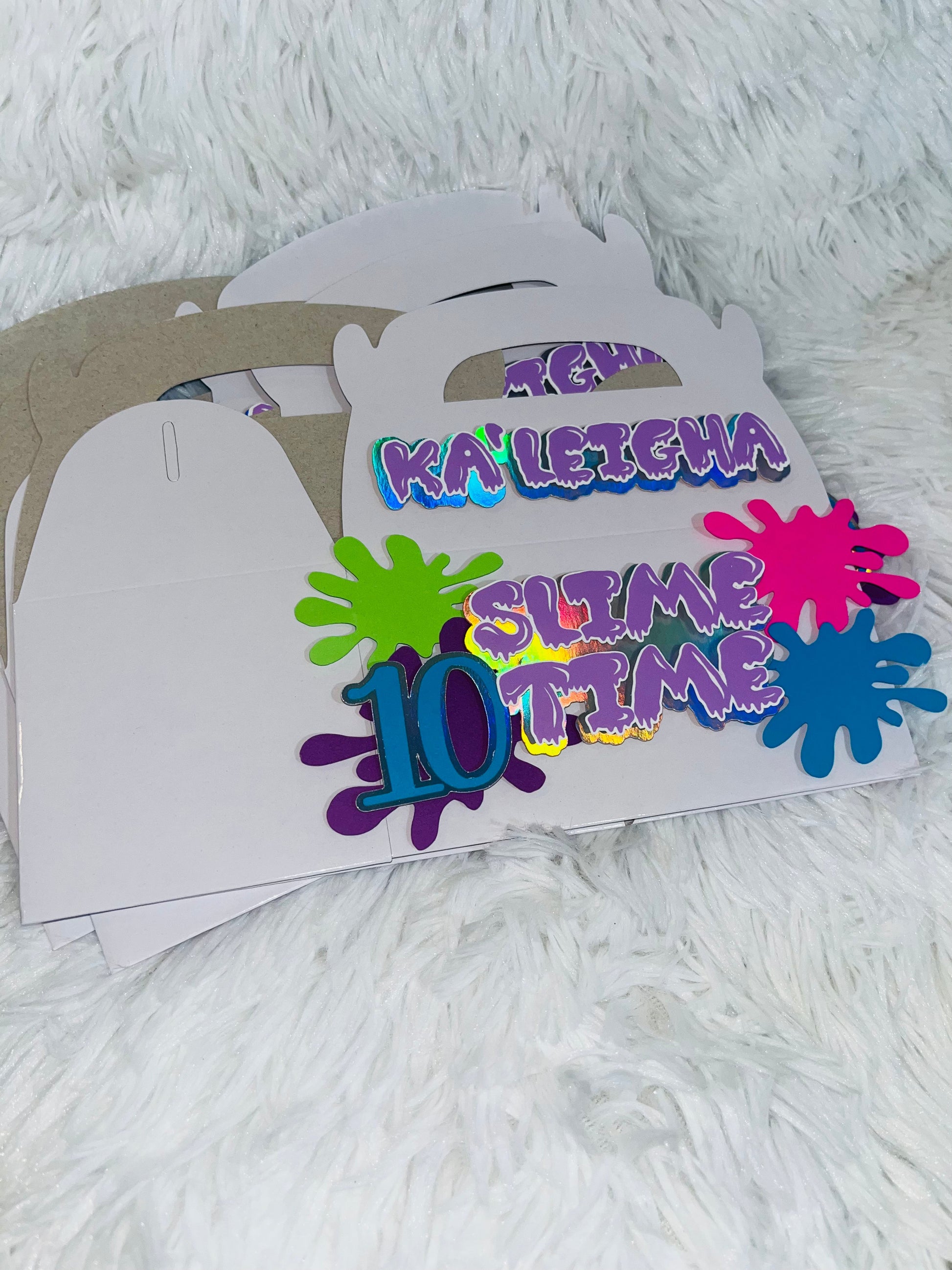 SLIME TIME 3D Party Favor Boxes- (3) Party Supplies Personalize It By Belle 