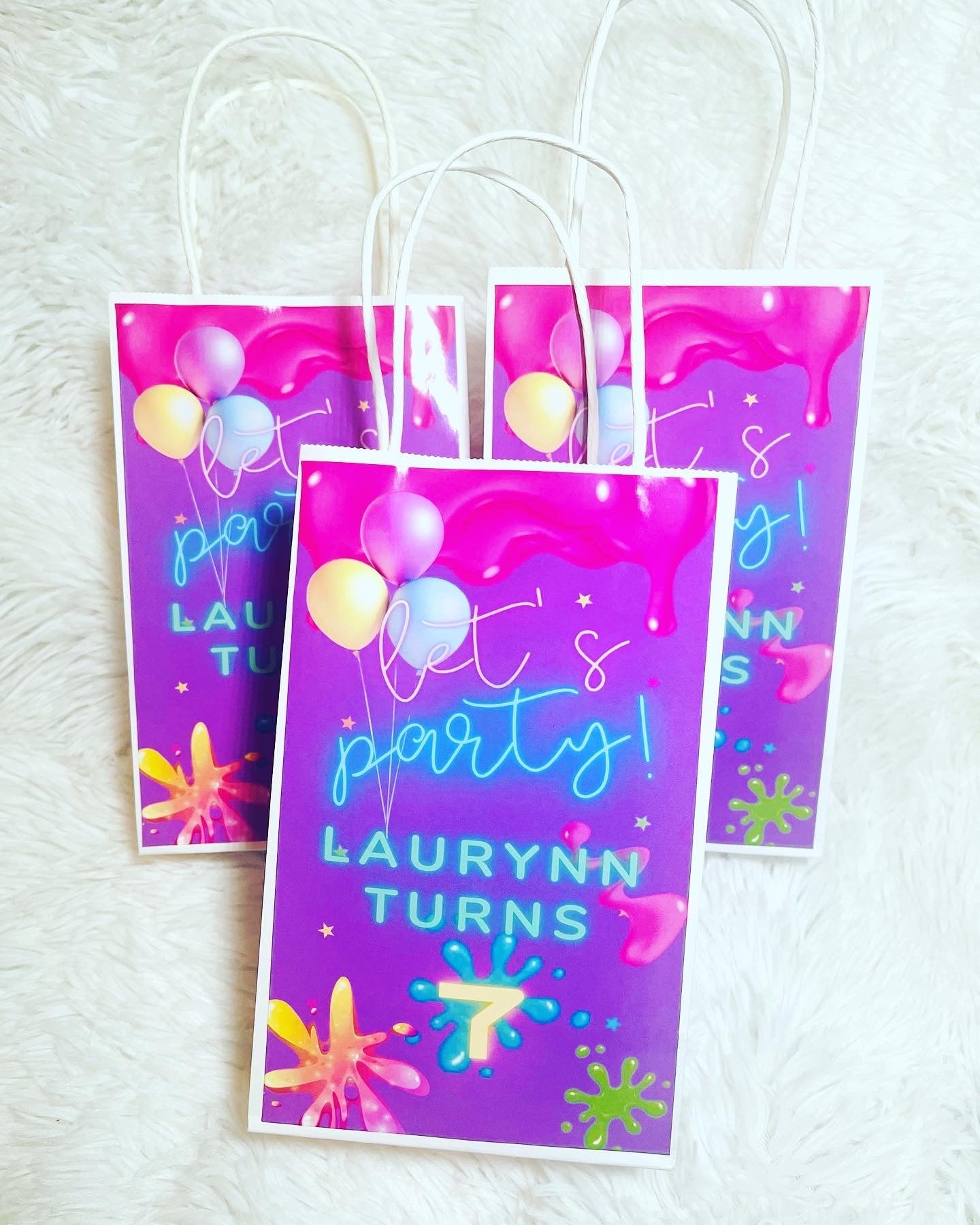 SLIME TIME Party Favor Bags- (10) Party Supplies Personalize It By Belle 