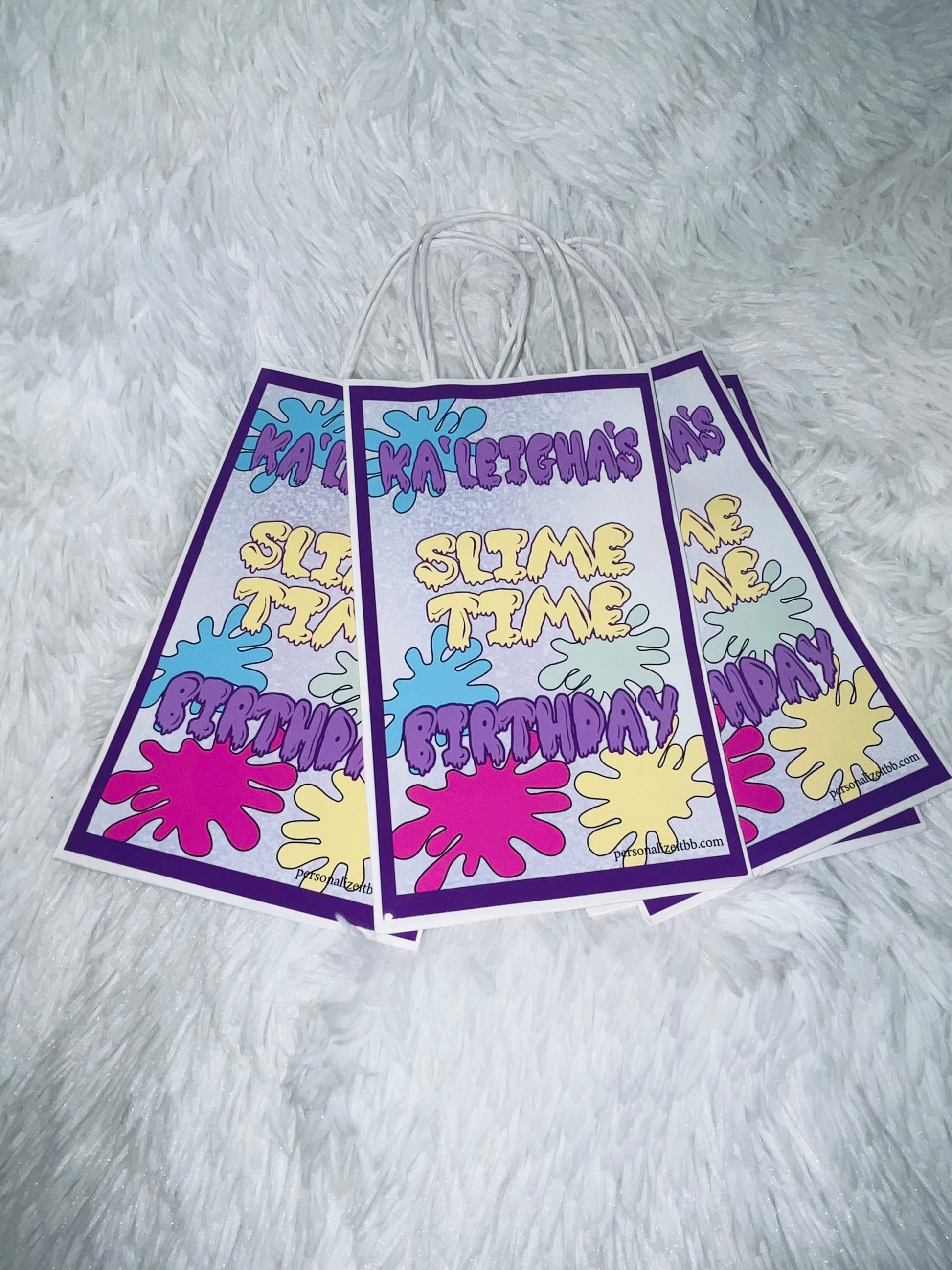 SLIME TIME Party Favor Bags- (10) Party Supplies Personalize It By Belle 