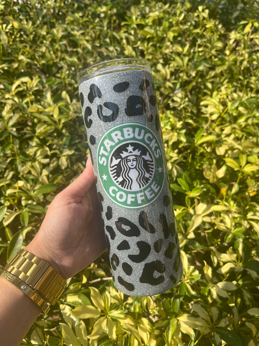 Starbucks Silver Leopard Tumbler Stainless Steel Tumbler Personalize It By Belle, LLC 