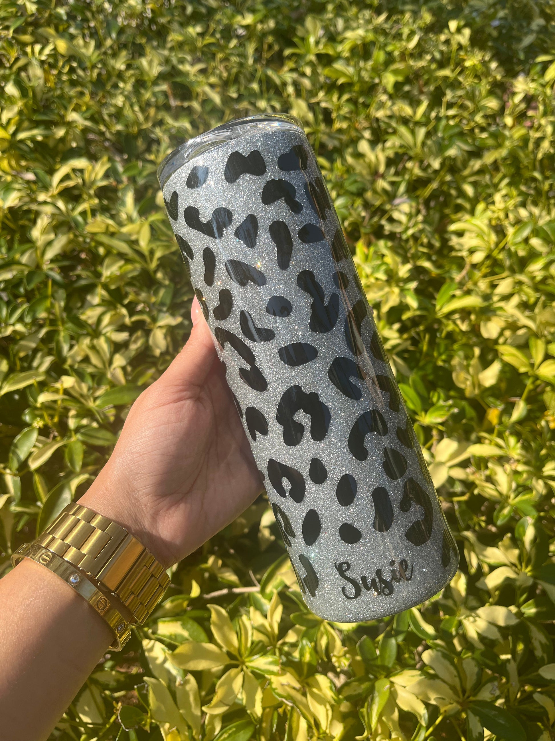 Starbucks Silver Leopard Tumbler Stainless Steel Tumbler Personalize It By Belle, LLC 