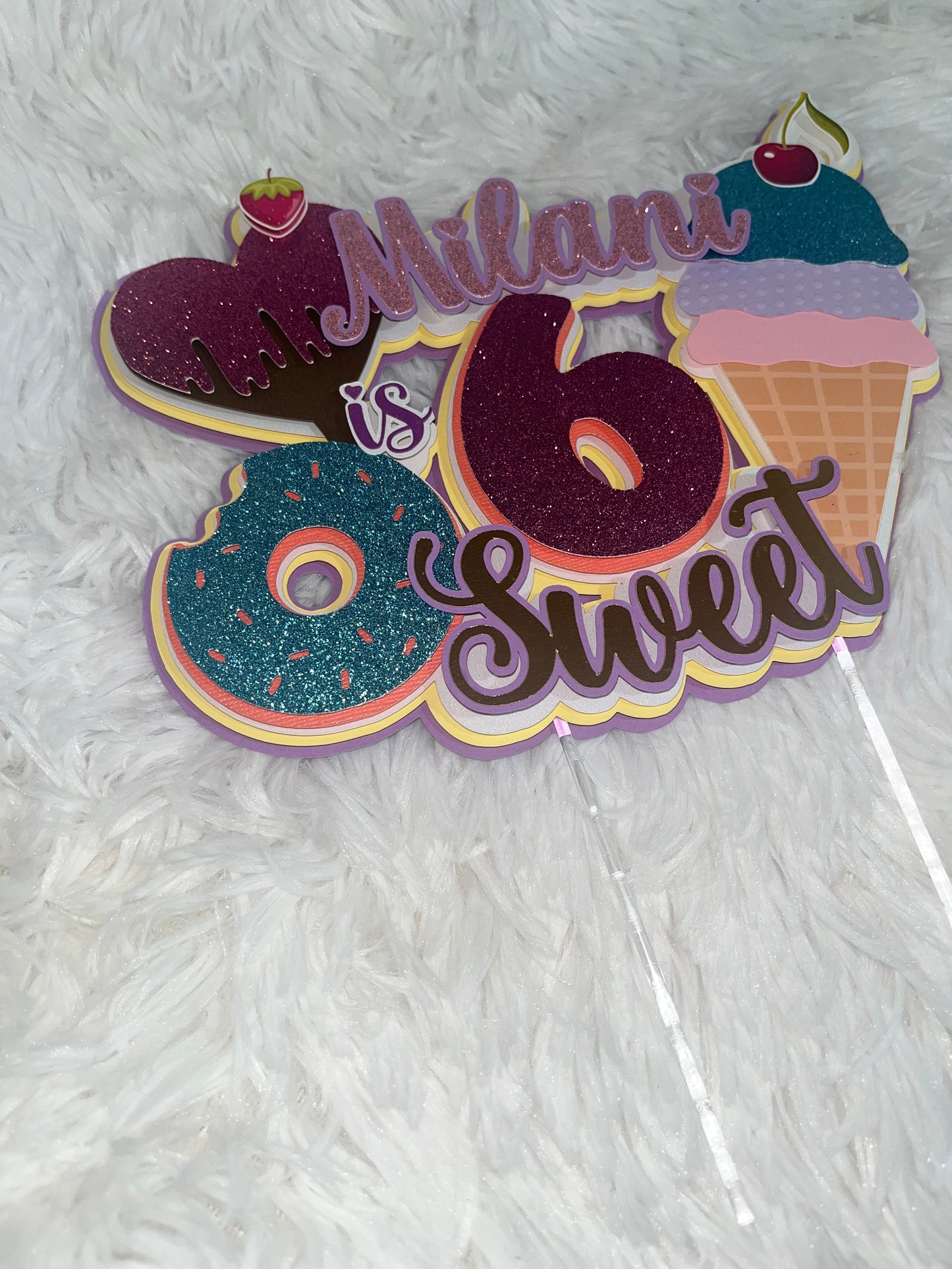 Sweet Ice Cream Light-Up 3D Cake Topper Party Supplies Personalize It By Belle 